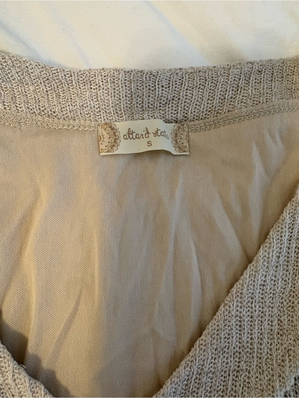Altar'd State Cream V-Neck Ribbed Tunic - Picture 3 of 4